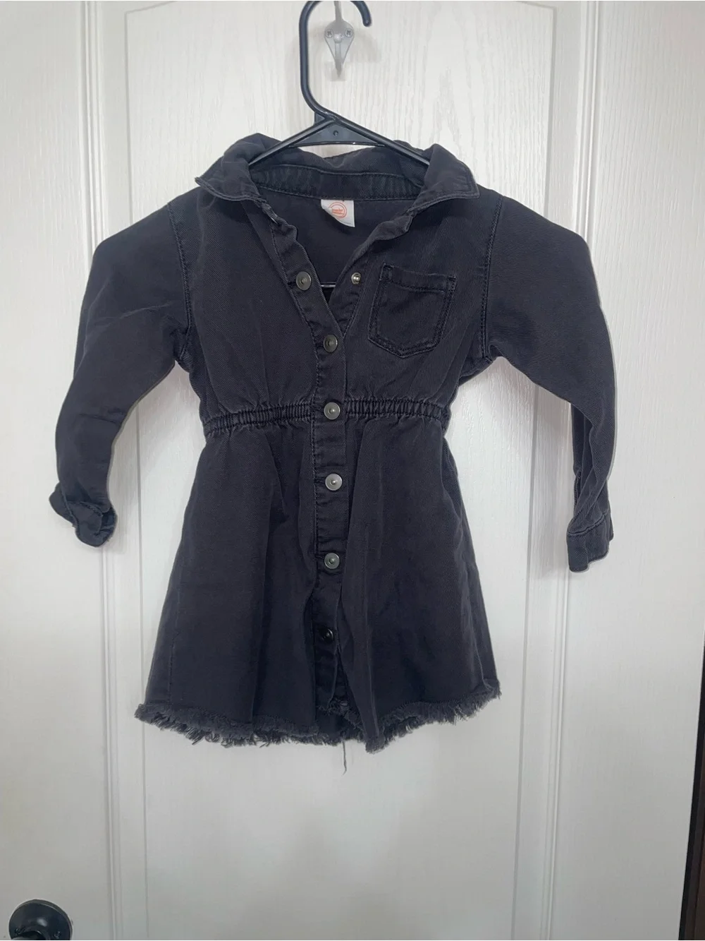 wonder nation Black Button-Front Hooded Jean Jacket Dress